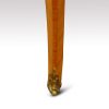 Pair of French walnut inlaid marble top bedside cabinet leg