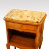 Pair of French walnut inlaid marble top bedside cabinets detail