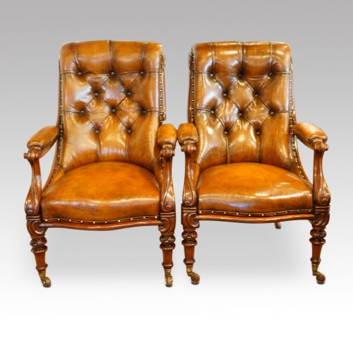 Pair of William IV mahogany library chairs