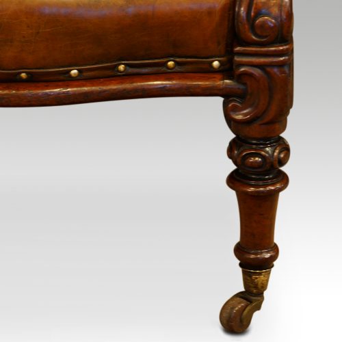 Pair of William IV mahogany library chairs leg