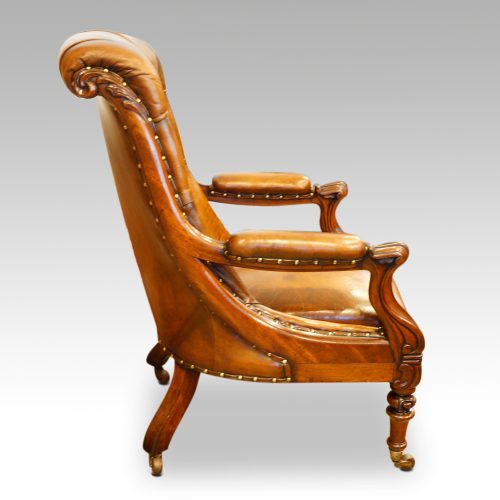 Pair of William IV mahogany library chairs side view