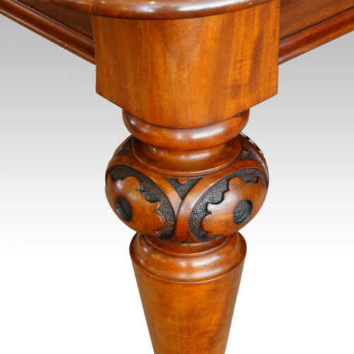 Victorian mahogany extending dining table with 2 leaf inserts leg carving