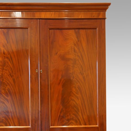 Victorian mahogany press wardrobe door detail