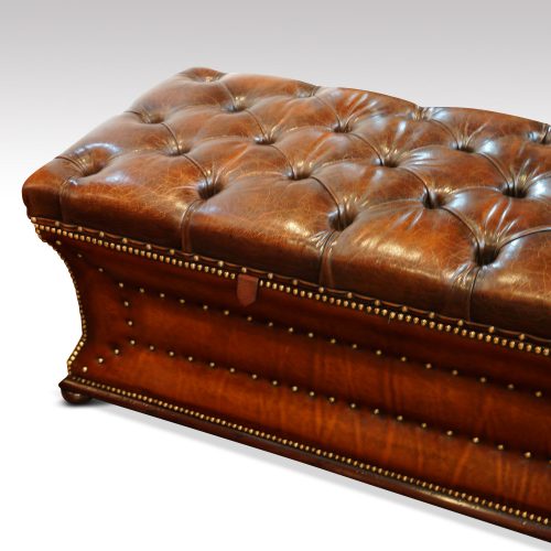 Victorian shaped leather Ottoman detail lid