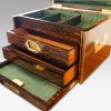 Antique Coralmandel wood fitted box all drawers open