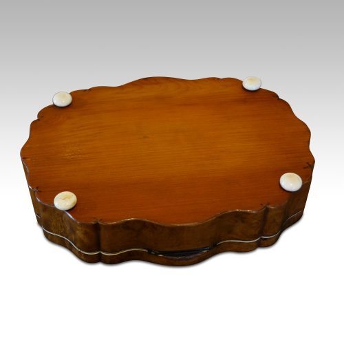 Antique French shaped walnut box underside