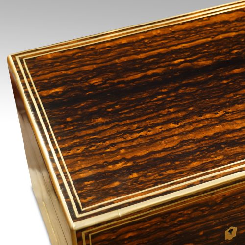 Antique coromandel fitted box top detail