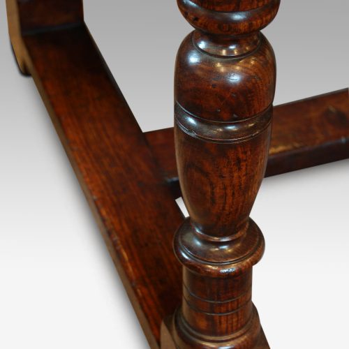 Custom made oak refectory dining table leg detail
