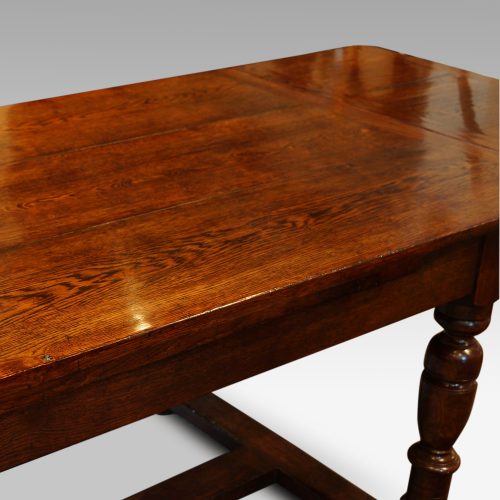 Custom made oak refectory dining table side