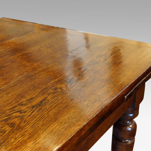 Custom made oak refectory dining table top detail