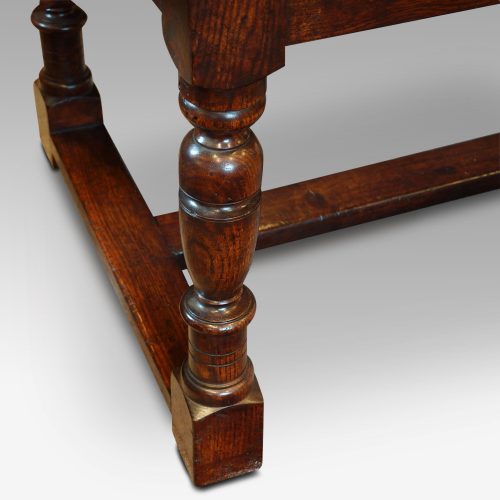 Custom made oak refectory dining table turned leg
