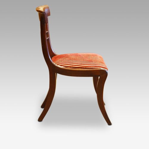 Set of 4 Regency mahogany dining chairs, side chair back side view