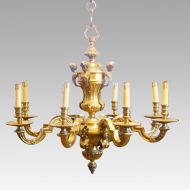 Edwardian brass 8 light chandelier detail