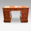 Edwardian inlaid mahogany pedestal desk front