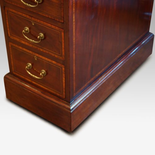 Edwardian inlaid mahogany pedestal desk plinth