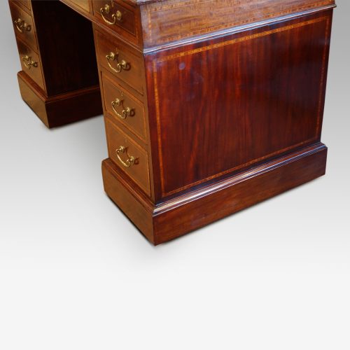 Edwardian inlaid mahogany pedestal desk side base