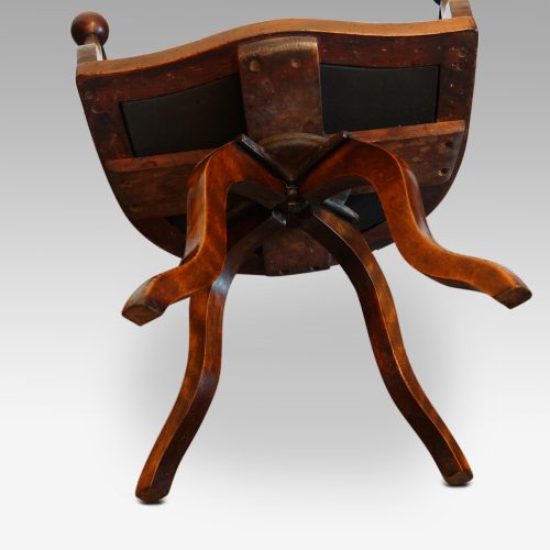 Edwardian mahogany ball arm revolving desk chair mechanism