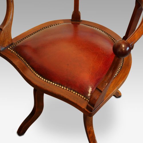 Edwardian mahogany ball arm revolving desk chair seat