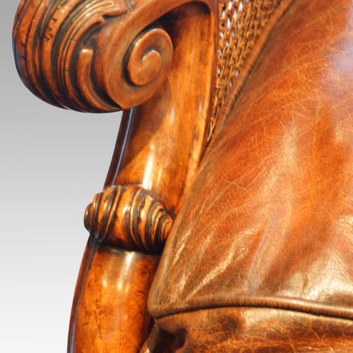 Edwardian walnut bergere sofa scroll