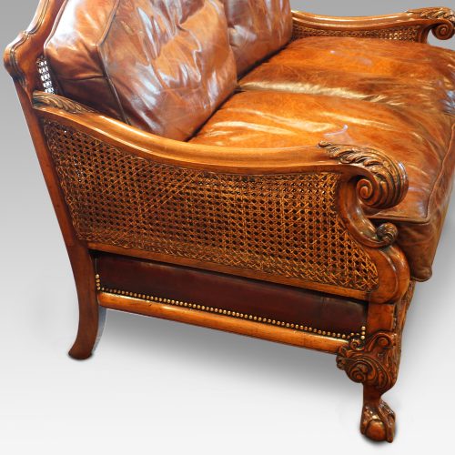 Edwardian walnut bergere sofa side