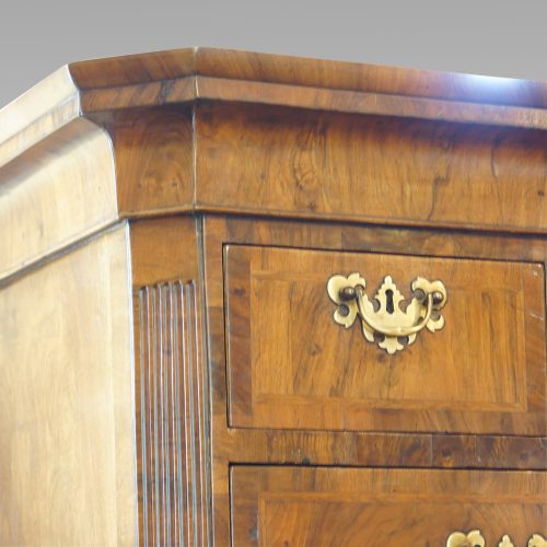 George I walnut chest on chest cornice