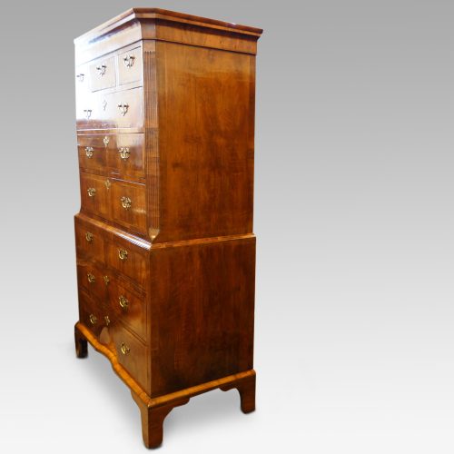 George I walnut chest on chest side view