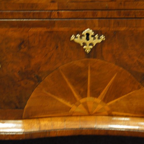 George I walnut chest on chest sunburst detail