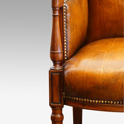 Pair of 19thc mahogany reading chairs front arm