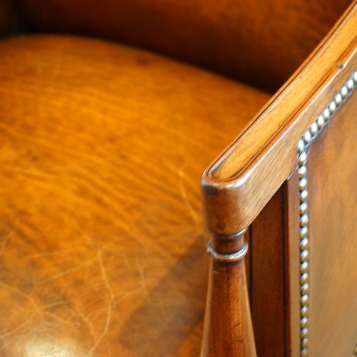 Pair of 19thc mahogany reading chairs hand grip