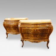 Pair of fine Italian inlaid walnut commodes