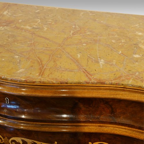 Pair of Italian commodes top detail