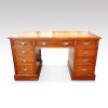 Victorian oak double pedestal desk front detail