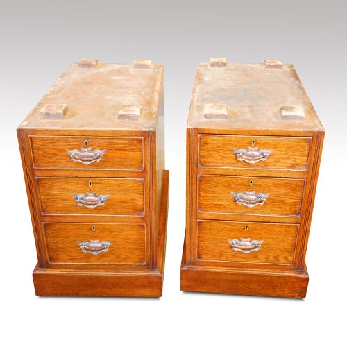 Victorian oak double pedestal desk ready for delivery