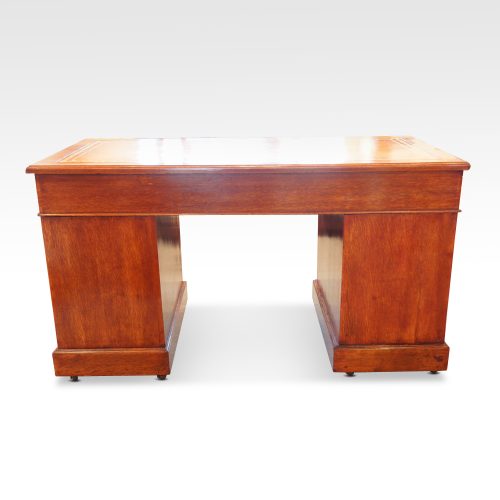 Victorian oak double pedestal desk rear