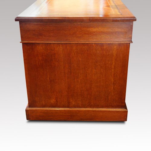 Victorian oak double pedestal desk side view