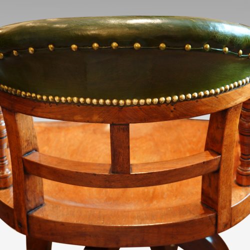 Victorian walnut revolving desk chair rear detail