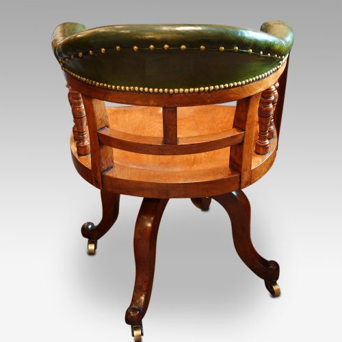 Victorian walnut revolving desk chair rear view