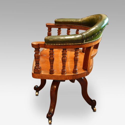 Victorian walnut revolving desk chair side view