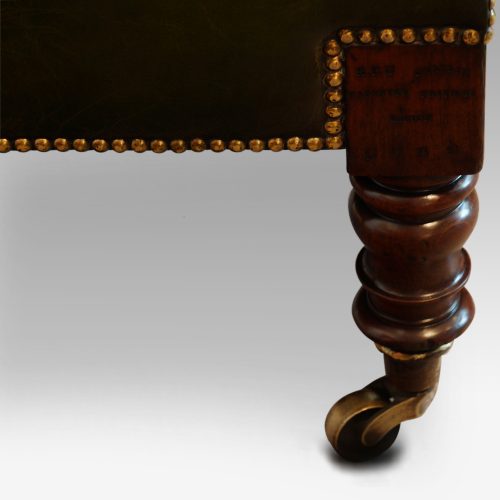 William IV leather reclining patent chair front leg