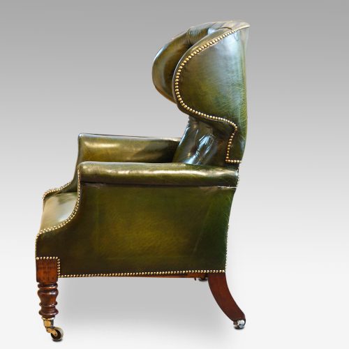 William IV leather reclining patent chair side view