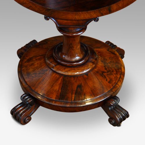 William IV work and card table scroll feet