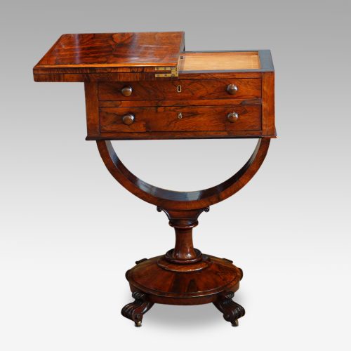 William IV work and card table top swivelled