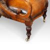 19thc. button back leather reading chair scroll arms