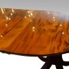 Antique mahogany twin pillar dining table top detail