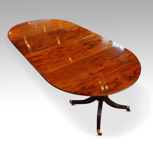 Antique mahogany twin pillar dining table upper view