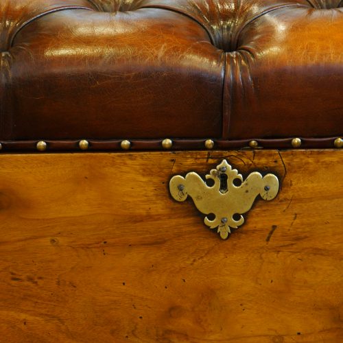 Camphor wood ottoman brass lock plate