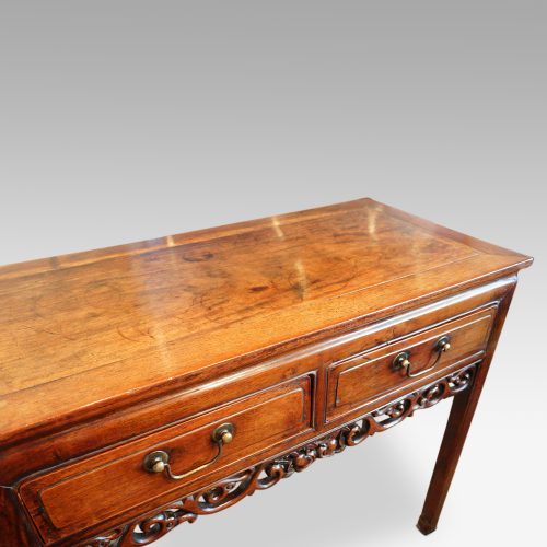 Chinese hardwood sidetable at angle