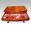 1930's walnut table canteen of cutlery drawers closed top detail top view top drawer