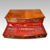 1930's walnut table canteen of cutlery drawers closed top detail top view bottom drawer