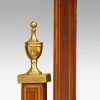 Edwardian inlaid mahogany shield shape cheval mirror brass finial